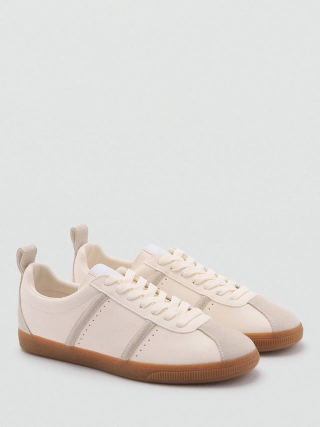 Win Contrast Panel Lace Up Trainers Mango, White — фото 2