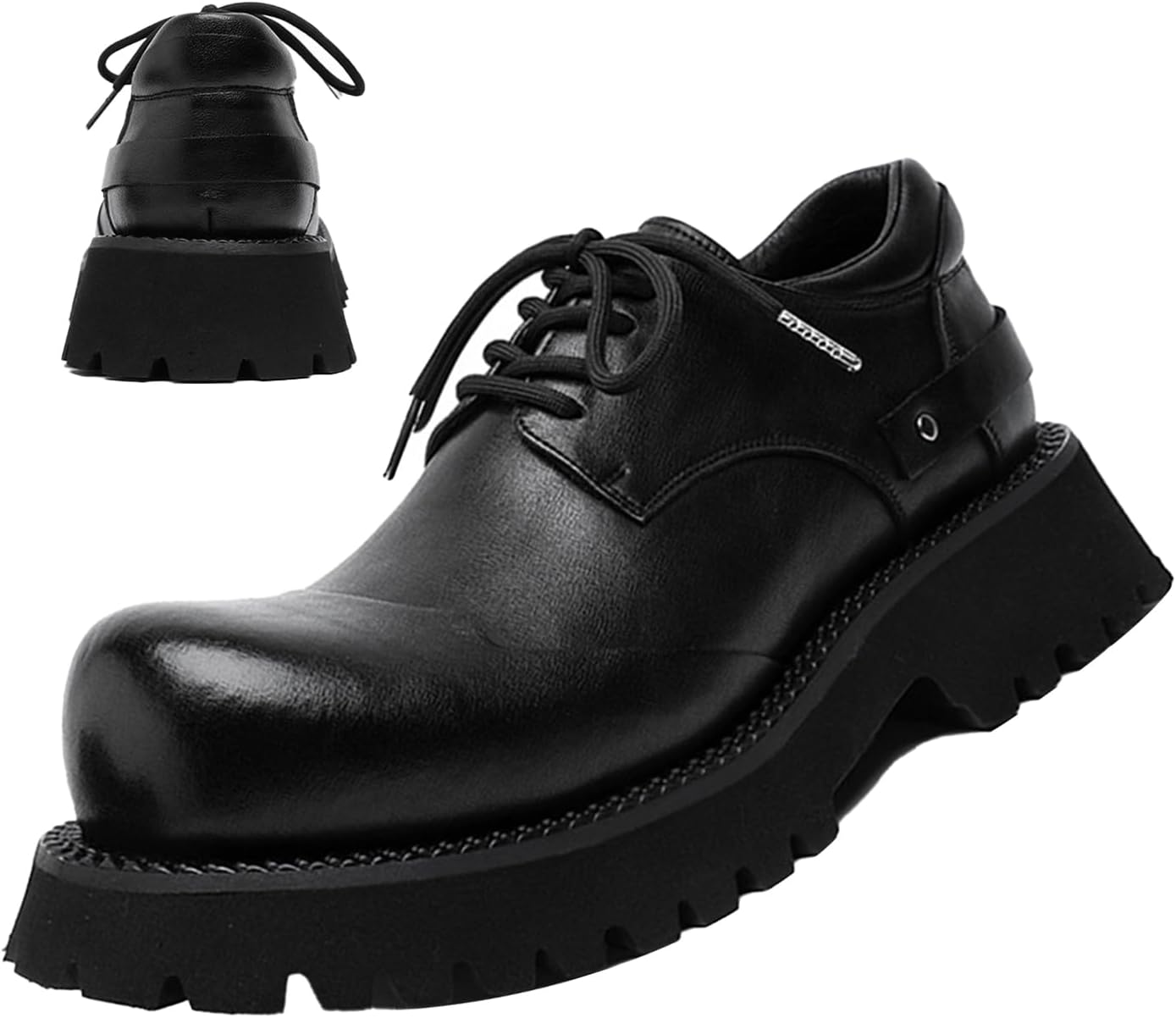 

Мужские винтажные кожаные оксфорды на платформе, классические удобные с круглым носком, шнуровкой, противоскользящие повседневные деловые дерби Hneowgn, черный