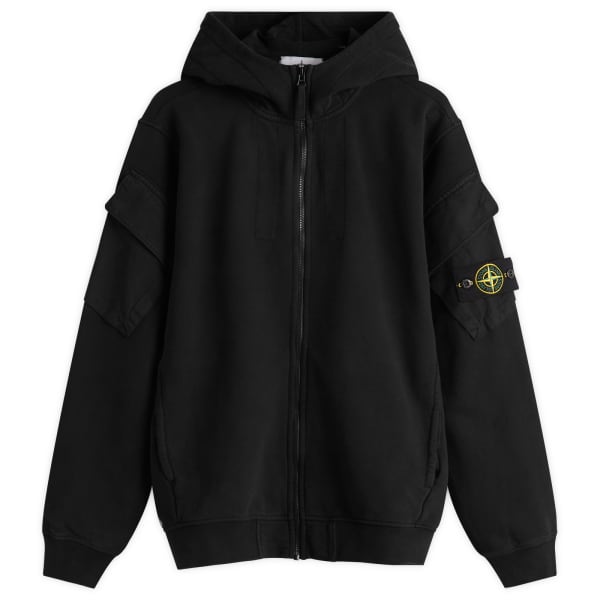 

Толстовка с капюшоном из начесаного флиса с карманом-карго Stone Island, черный