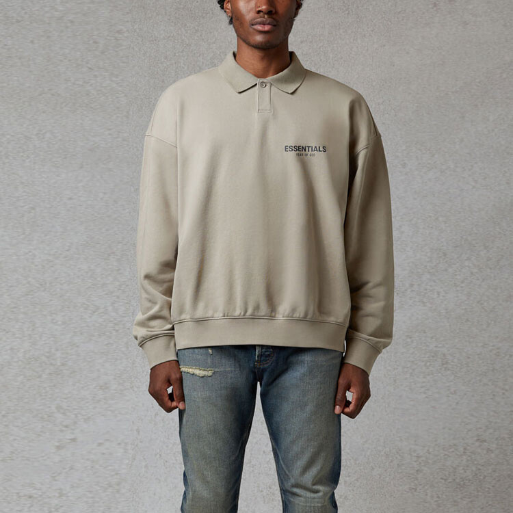 Футболка поло унисекс FW20 Оливковый Fear Of God Essentials, оливковый — фото 2