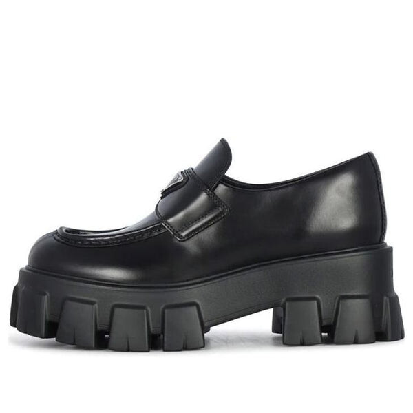 Кроссовки brushed leather monolith loafers 'black' Prada, черный