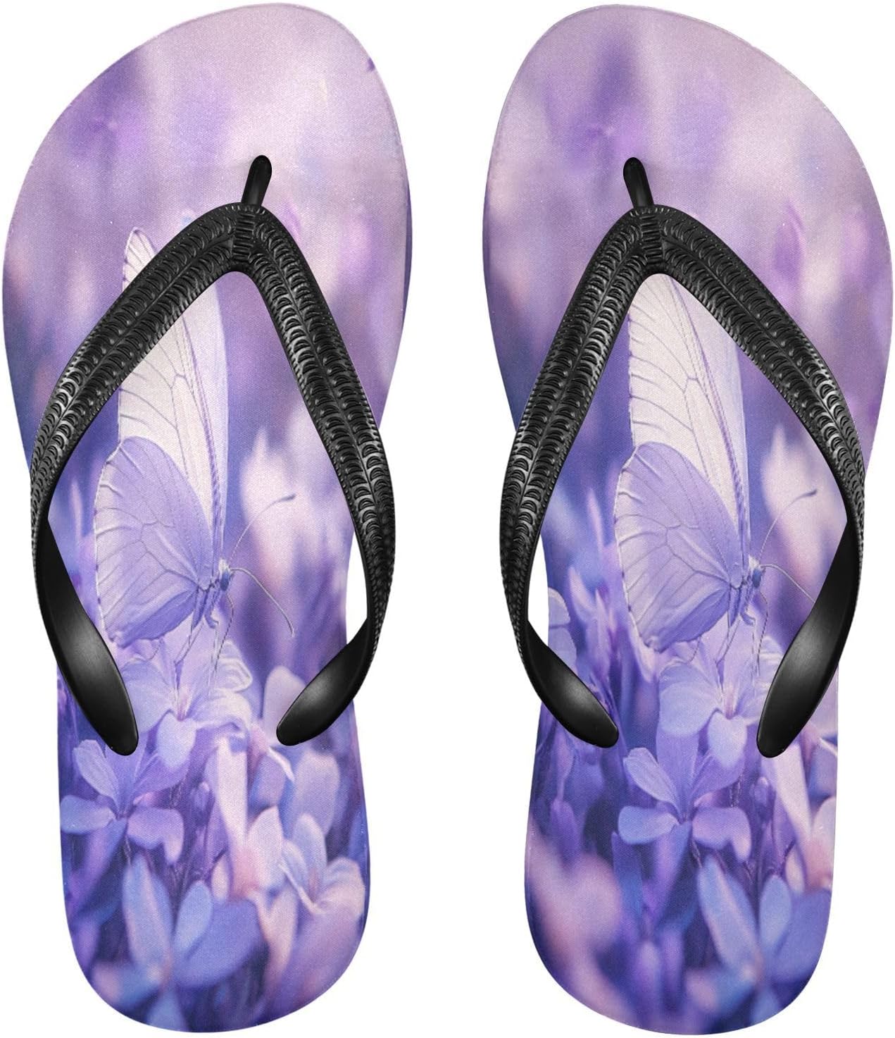 

Мужские летние шлепанцы для пляжа с фиолетовым цветочным принтом, резиновые, сандалии-тонг, нескользящие, для ходьбы Sinestour