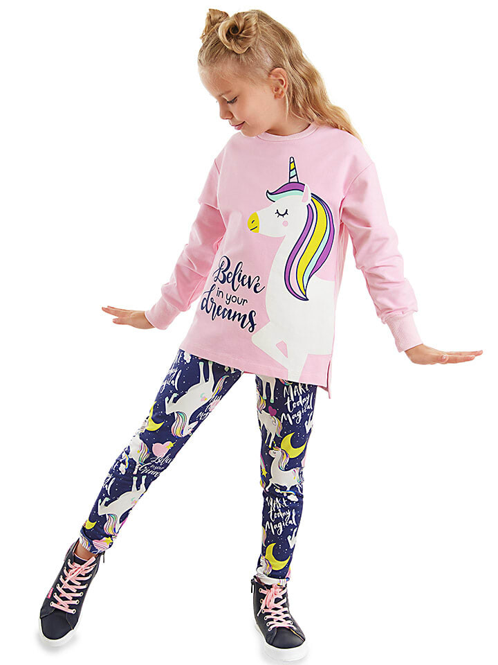 

Лонгслив Denokids 2tlg. Outfit Unicorn Dream, цвет Rosa/Dunkelblau