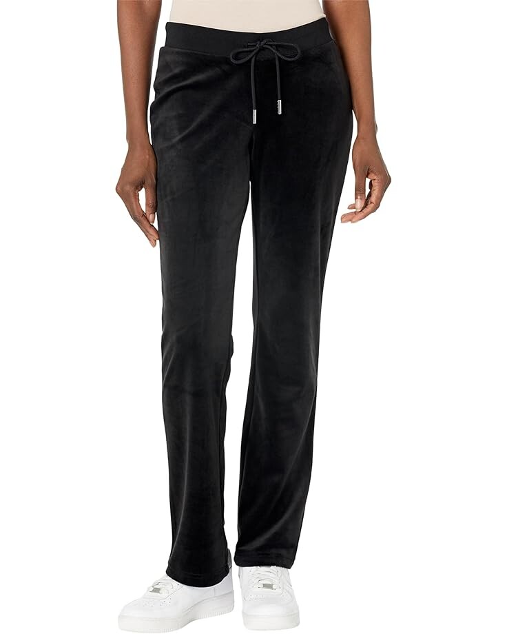 

Брюки Juicy Couture Rib Waist Velour with Drawcord, цвет Liquorice