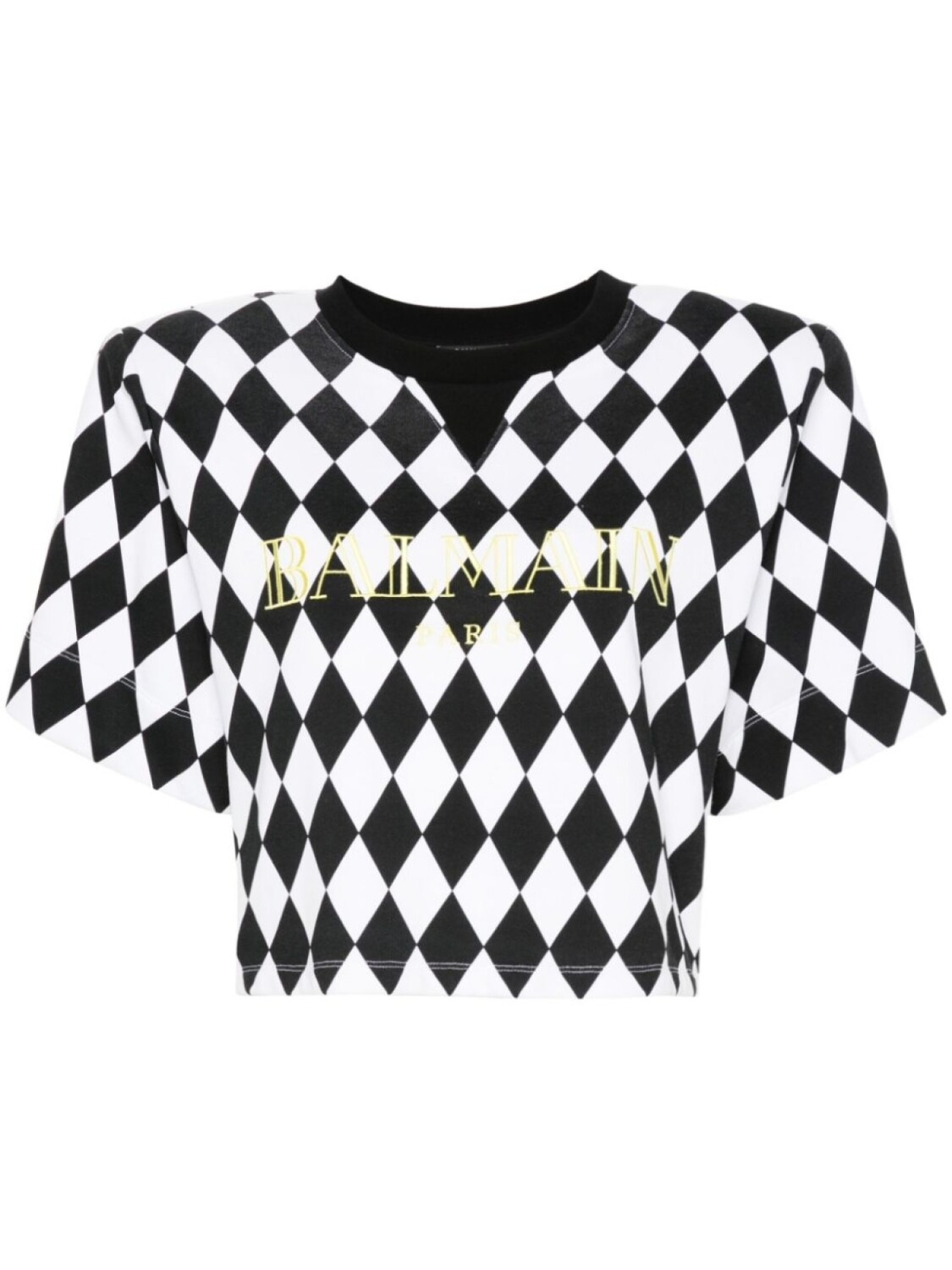 

Balmain укороченная футболка с принтом, белый