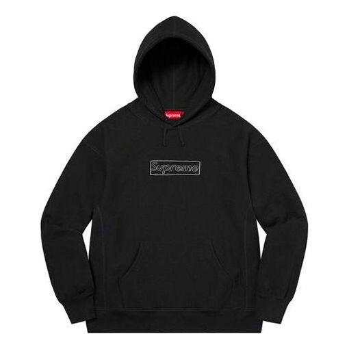 

Толстовка x kaws chalk logo hooded sweatshirt 'black white' Supreme, черный