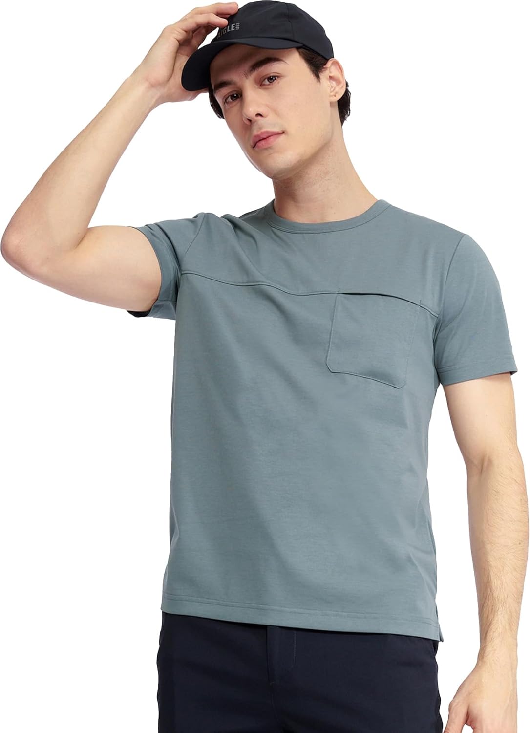 

Мужская футболка AIGLE с коротким рукавом, защитой от УФ-излучения, быстросохнущая, с карманом, темно-зеленый