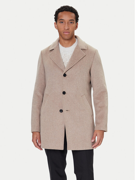 

Шерстяное пальто slim fit M4BL3S WGJ82 Guess, бежевый