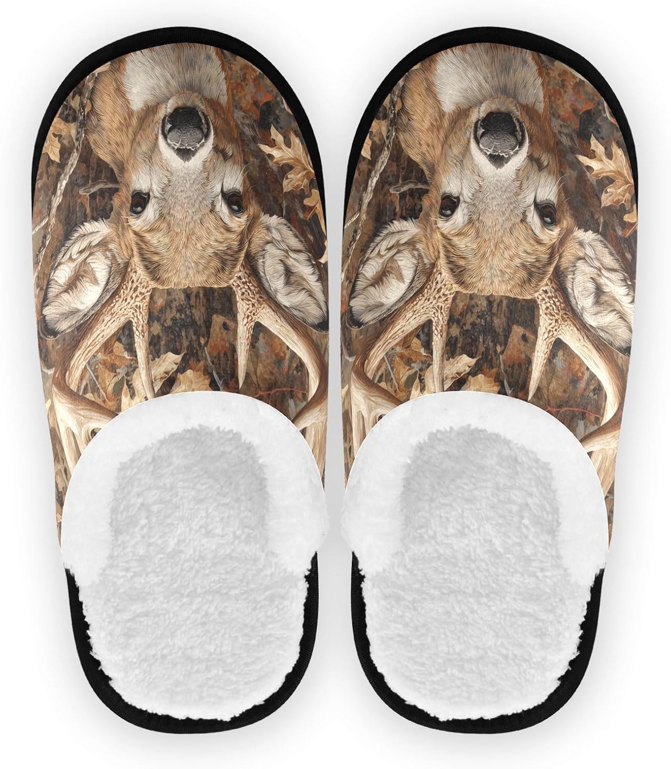 

Домашние тапочки JHKKU из мягкого ворса, теплые, нескользящие, для женщин и мужчин, уютные, для дома и путешествий, Camo Reindeer