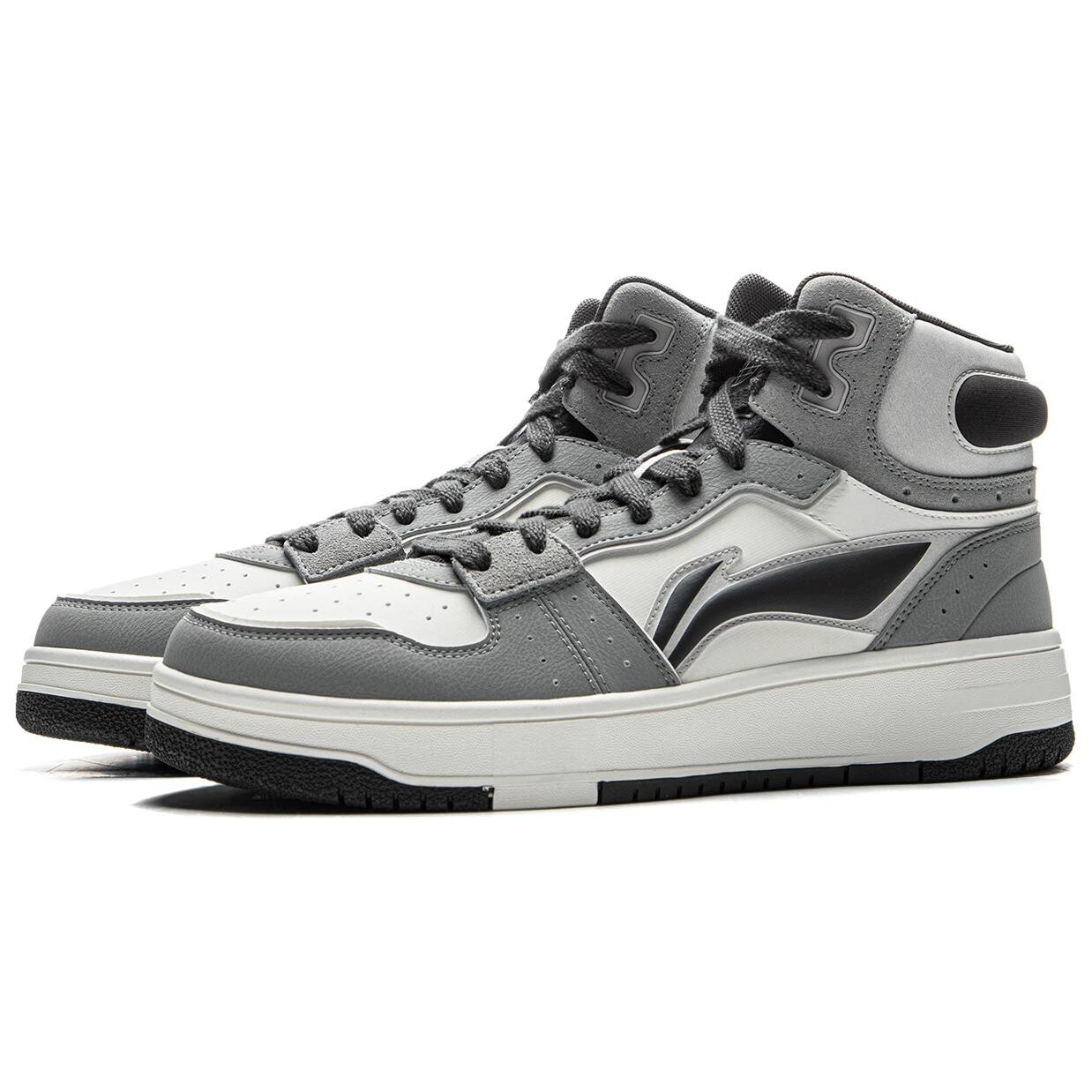 Кроссовки LINING Tianji Soft Skateboarding Shoes Men Mid-top Misty White/Moonlit Gray/Light Smoke Gray, серый — фото 3