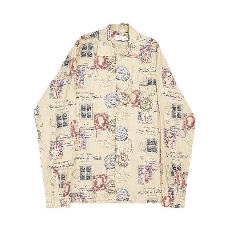 

Рубашка Rhude Passport Stamp Print 'Beige/Multicolor', загар