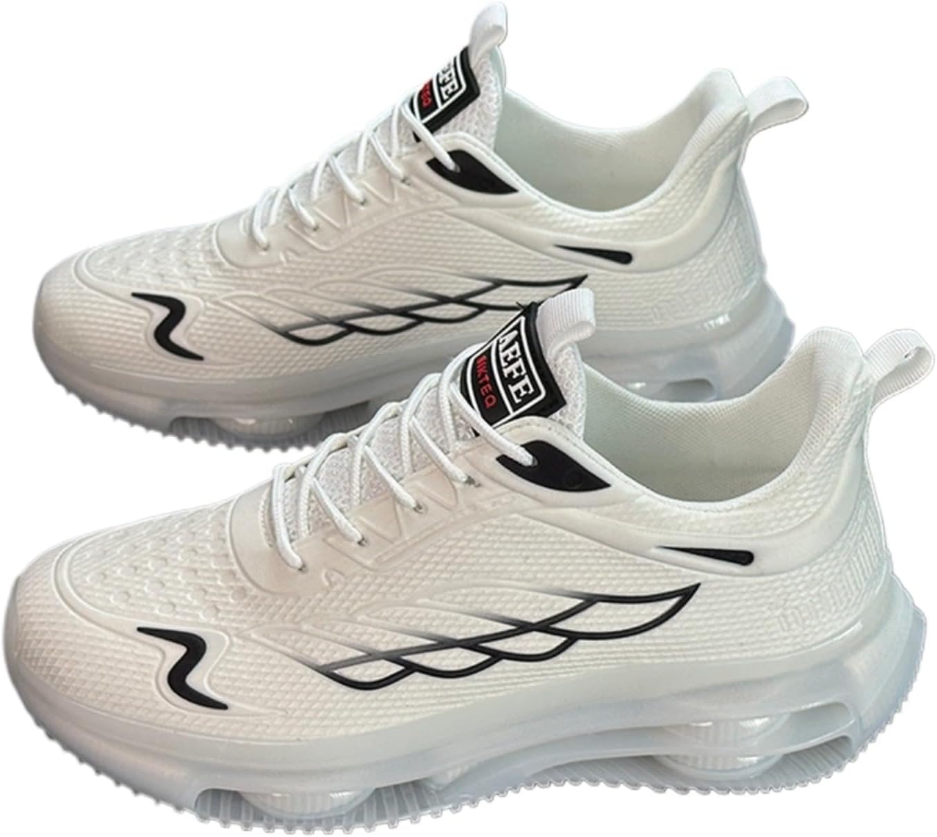 

Мужские вязаные сетчатые дышащие кроссовки на шнуровке, противоскользящие и амортизирующие, легкие и стильные кроссовки для бега, подходящие для ходьбы, волейбола и бадминтона Qaoterod, белый