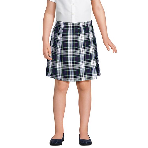 

Детская плиссированная юбка-шорты A-line Lands' End, White Plaid