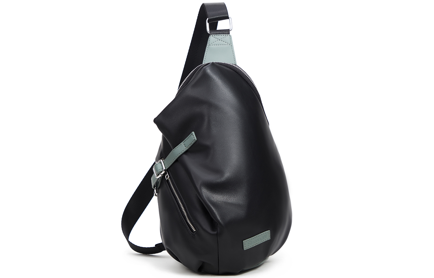 

Кожаная седельная сумка через плечо, кроссбоди слинг-бэг унисекс черно-синий Slazenger