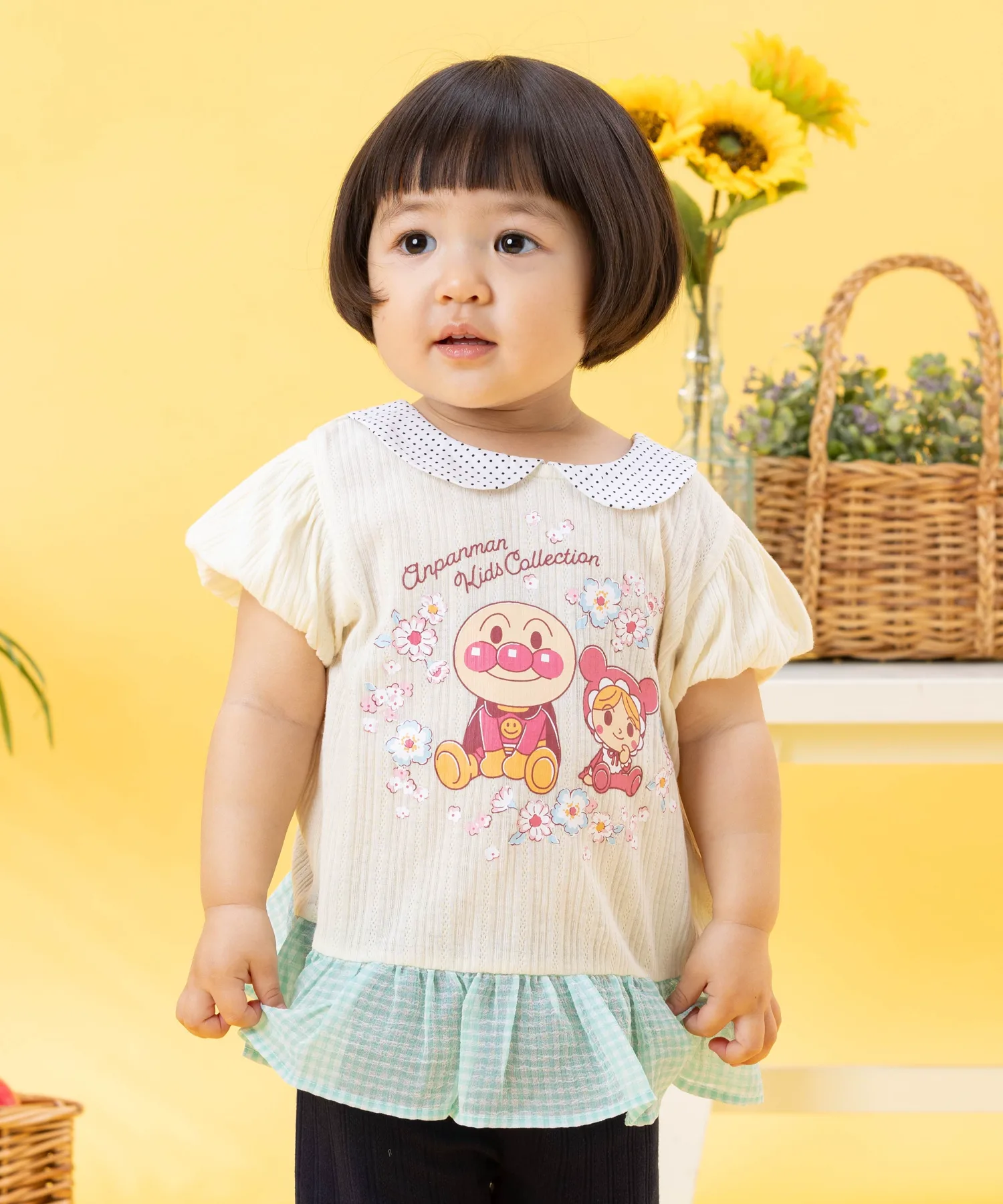 Детская коллекция Anpanman / (K) Детский топ Anpanman с воротником и оборками Anpanman Kids Collection, cream — фото 2
