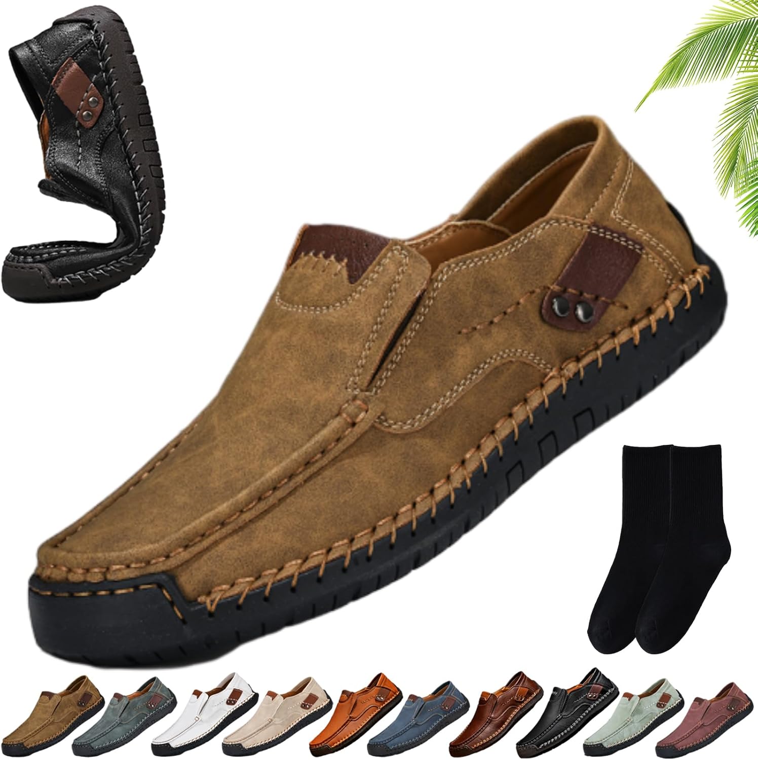 

Мужские ручной работы кожаные удобные лоферы без шнурков, деловые повседневные мокасины, классические легкие нескользящие туфли и прогулок, для работы в офисе Xylawave, хаки