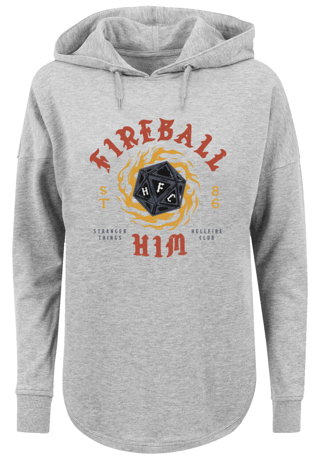 

Свитер F4NT4STIC Oversized Hoodie Stranger Things Fireball Dice 86 Netflix TV Series, серый