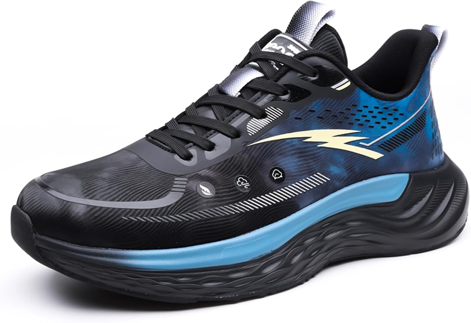 

Мужские модные кроссовки с круглым носком, вязаной сеткой и шнуровкой, с толстой подошвой и легкой амортизацией, подходят для повседневной ходьбы, фитнеса и кемпинга Qaoterod, черный