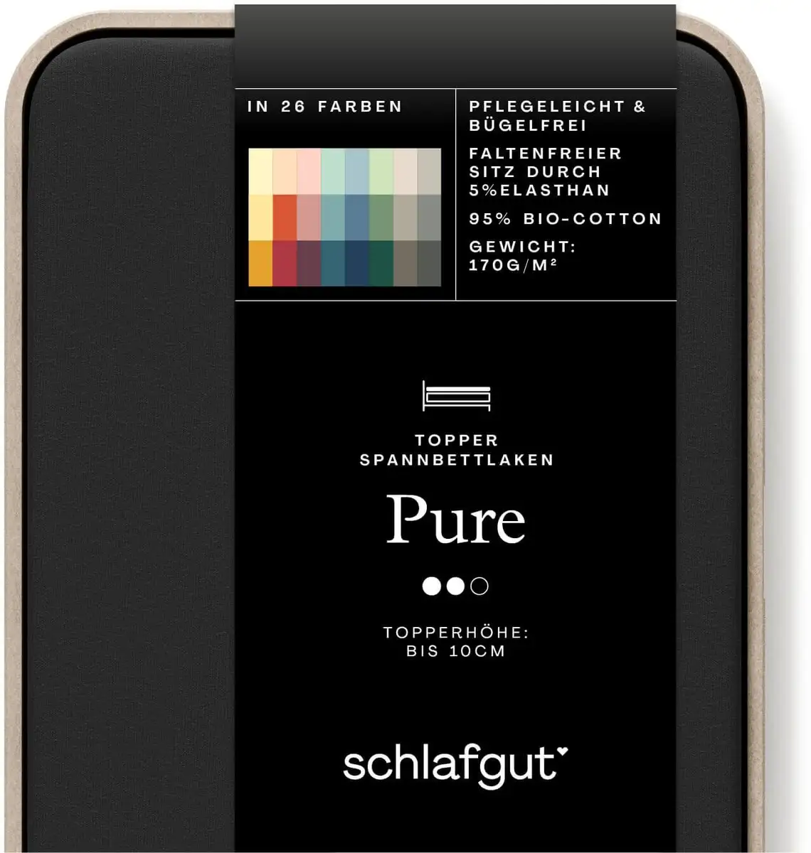 

Простыня Schlafgut Pure Topper 120-130х200-220 см, грязно-черный