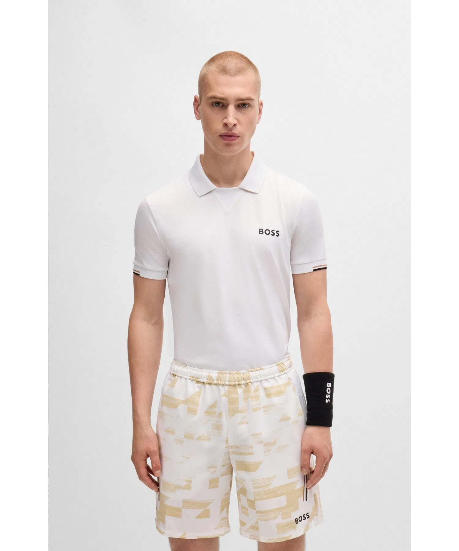 Поло BOSS x Matteo Berrettini Slim Fit из эластичной сетки