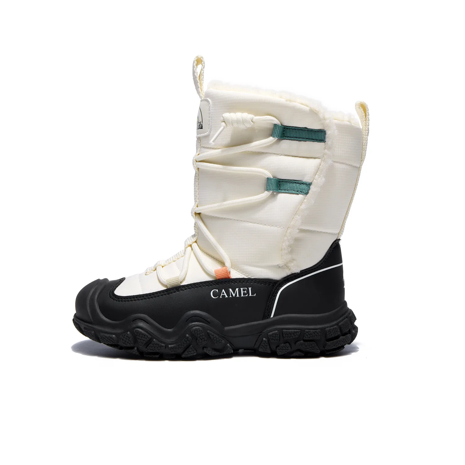 Высокие детские хлопковые ботинки CAMEL, зеленый/черный — фото 3