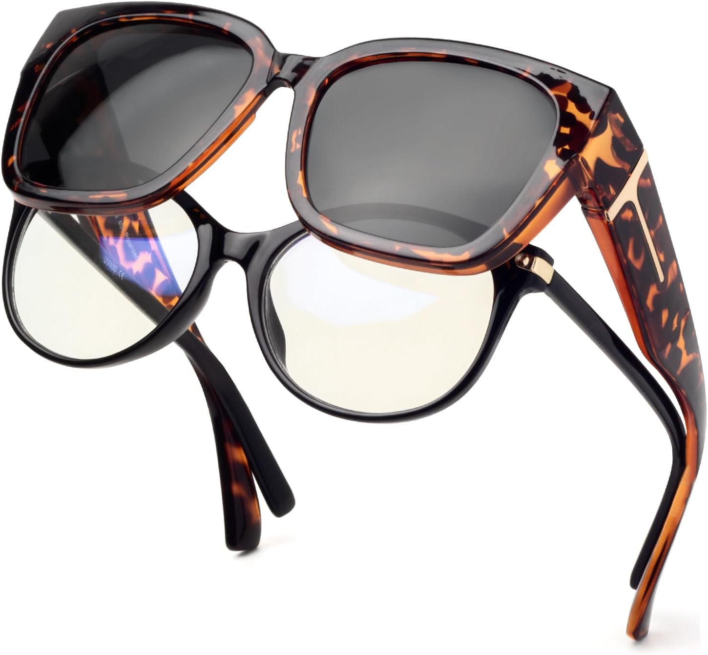 

Солнцезащитные очки с поляризованным покрытием, надеваемые поверх обычных очков, для женщин, квадратной формы, с защитой от УФ-излучения, легкие Face Shadow, Brown Leopard Frame/Grey Lens