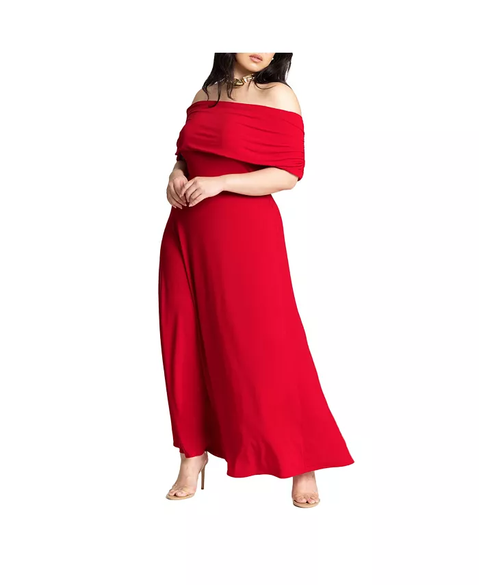 

Платье макси с открытыми плечами Plus Size ELOQUII, красный