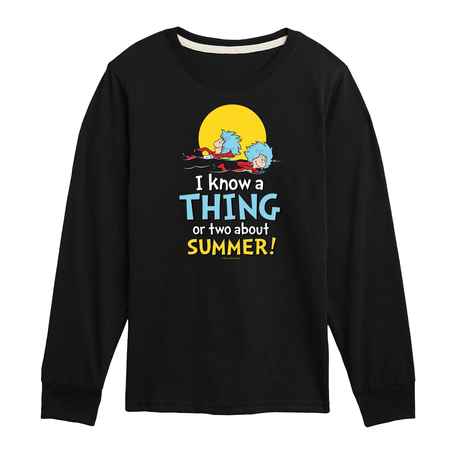 

Футболка с рисунком «Я кое-что знаю о лете» для мальчиков 8–20 лет Dr. Seuss Thing One & Thing Two Licensed Character, черный