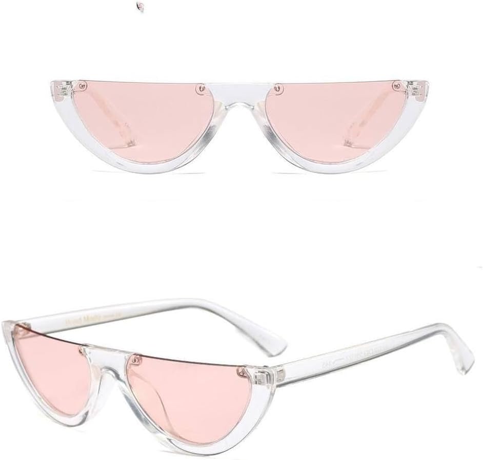

Солнцезащитные очки Half Moon Slim Sunnies для женщин в стиле ретро-винтаж, розовые линзы, оправа «кошачий глаз», солнцезащитные очки для девочек LXLHWN, C8 Clear Pink