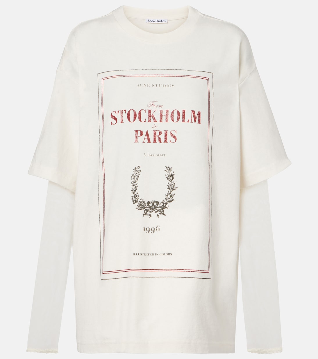 

Многослойная футболка из хлопкового джерси с принтом Acne Studios, белый