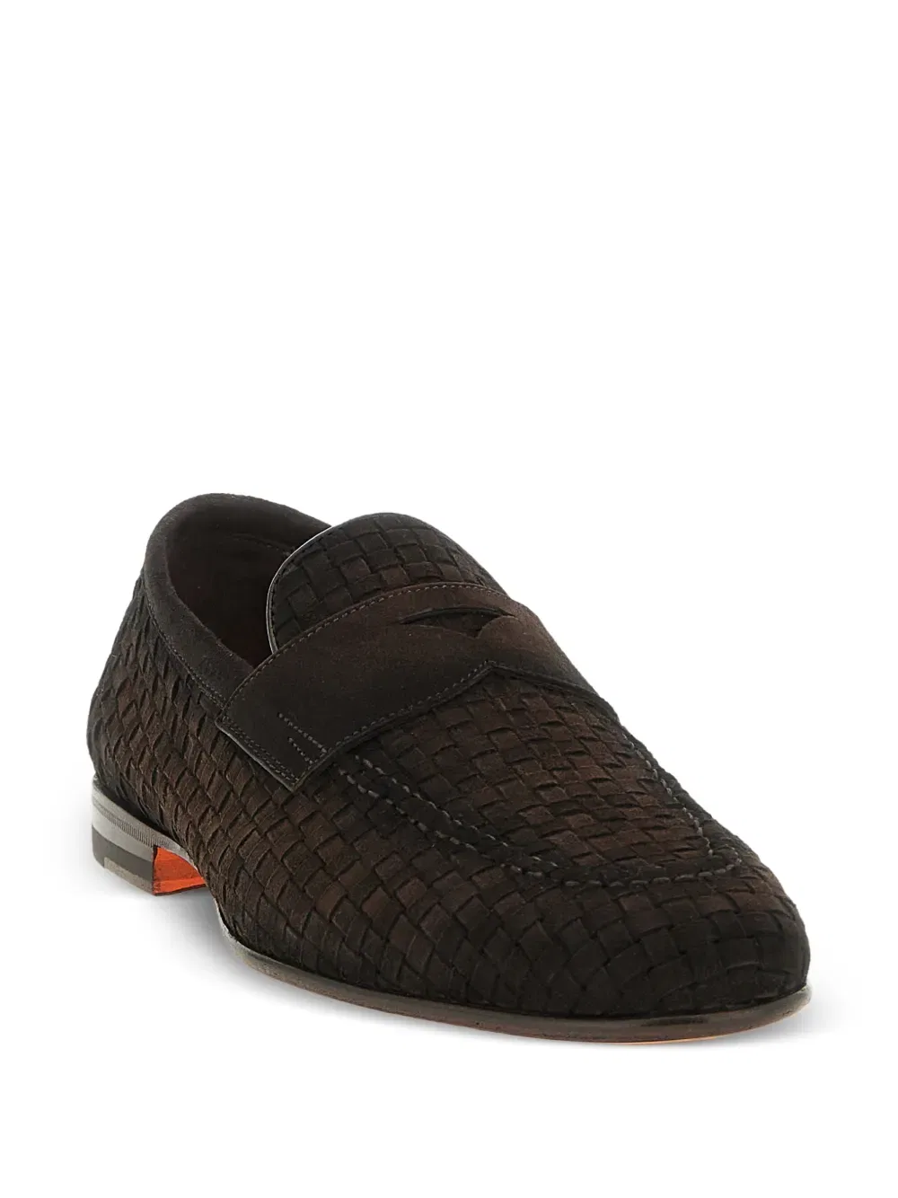 Лоферы Carlo из плетеной кожи Santoni, коричневый — фото 2