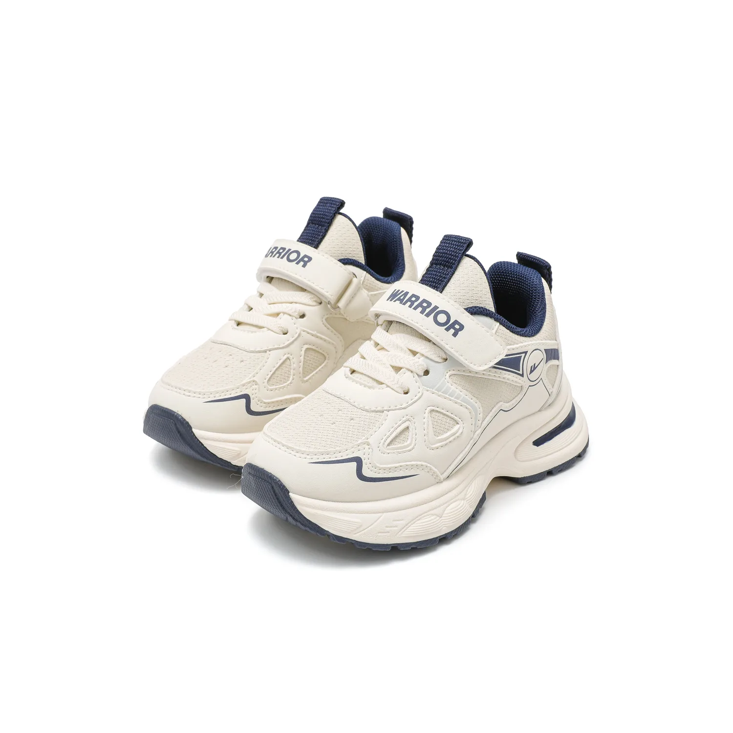 Детские кроссовки mid top lifestyle из искусственной кожи с противоскользящей подошвой и амортизацией WARRIOR, бежевый/синий — фото 3