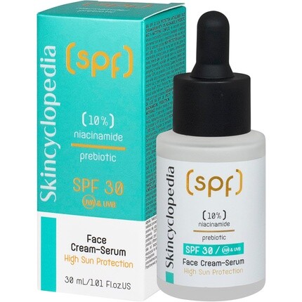 

Солнцезащитный увлажняющий крем для лица SPF 30 с 10% ниацинамидом, сыворотка 30 мл Skincyclopedia
