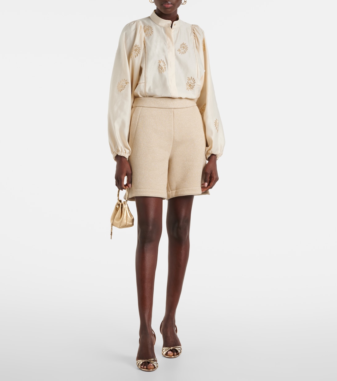 Блузка из хлопкового атласа с отделкой Caladio Max Mara, Bianco — фото 2