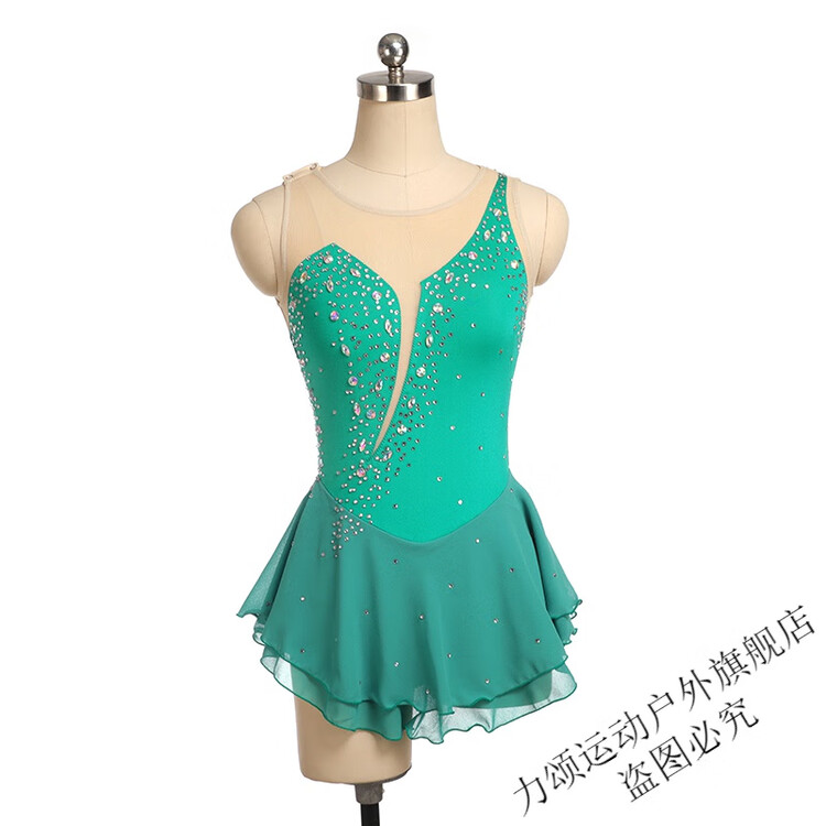 

HEAD Костюм для фигурного катания, соревнований и экзаменов, без рукавов, с пайетками 516, цвет peacock green, размер L