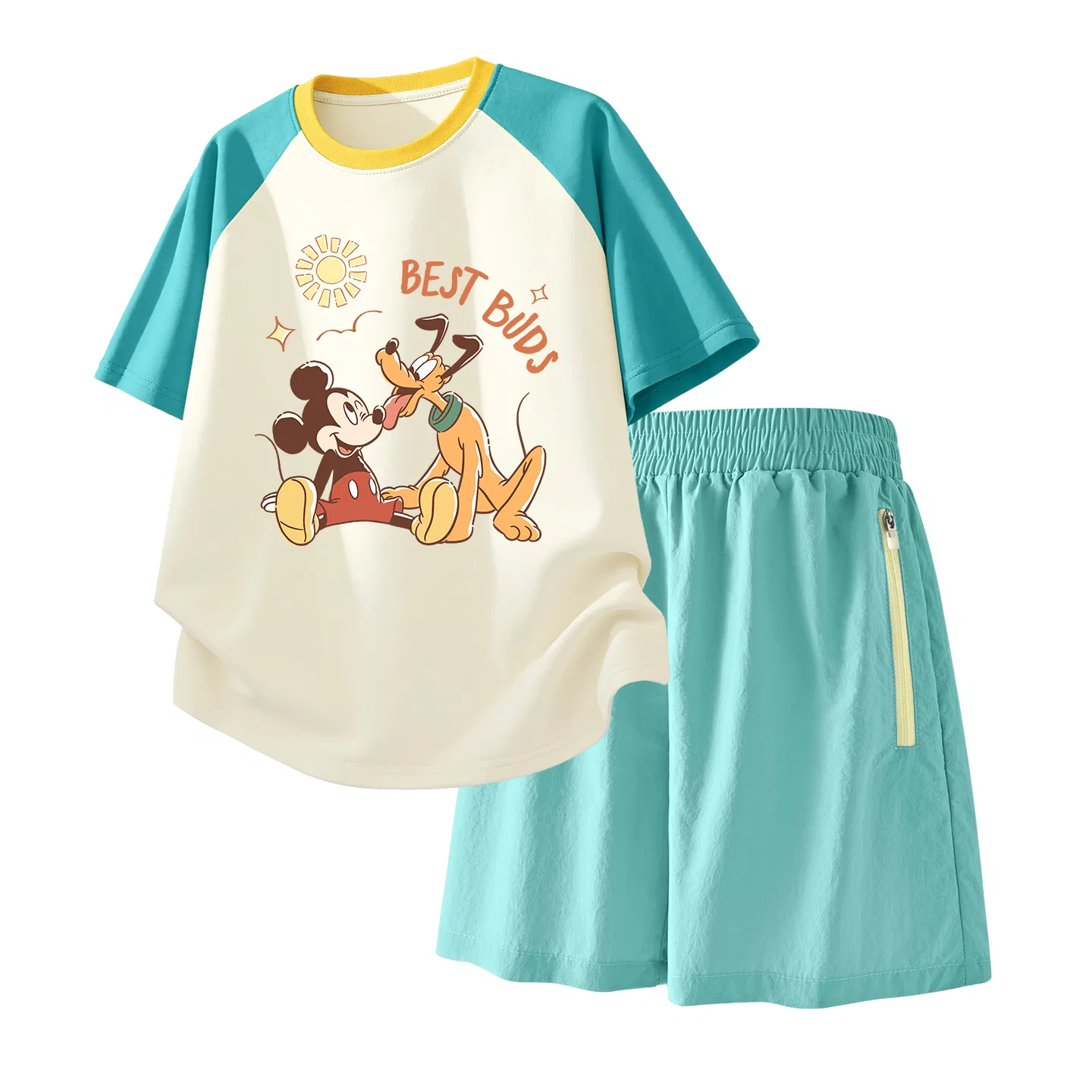 Детский спортивный костюм Casual Sportswear 2 Piece Set Disney, Di Yan Yang Milk Blue+Solid Color Mint Green