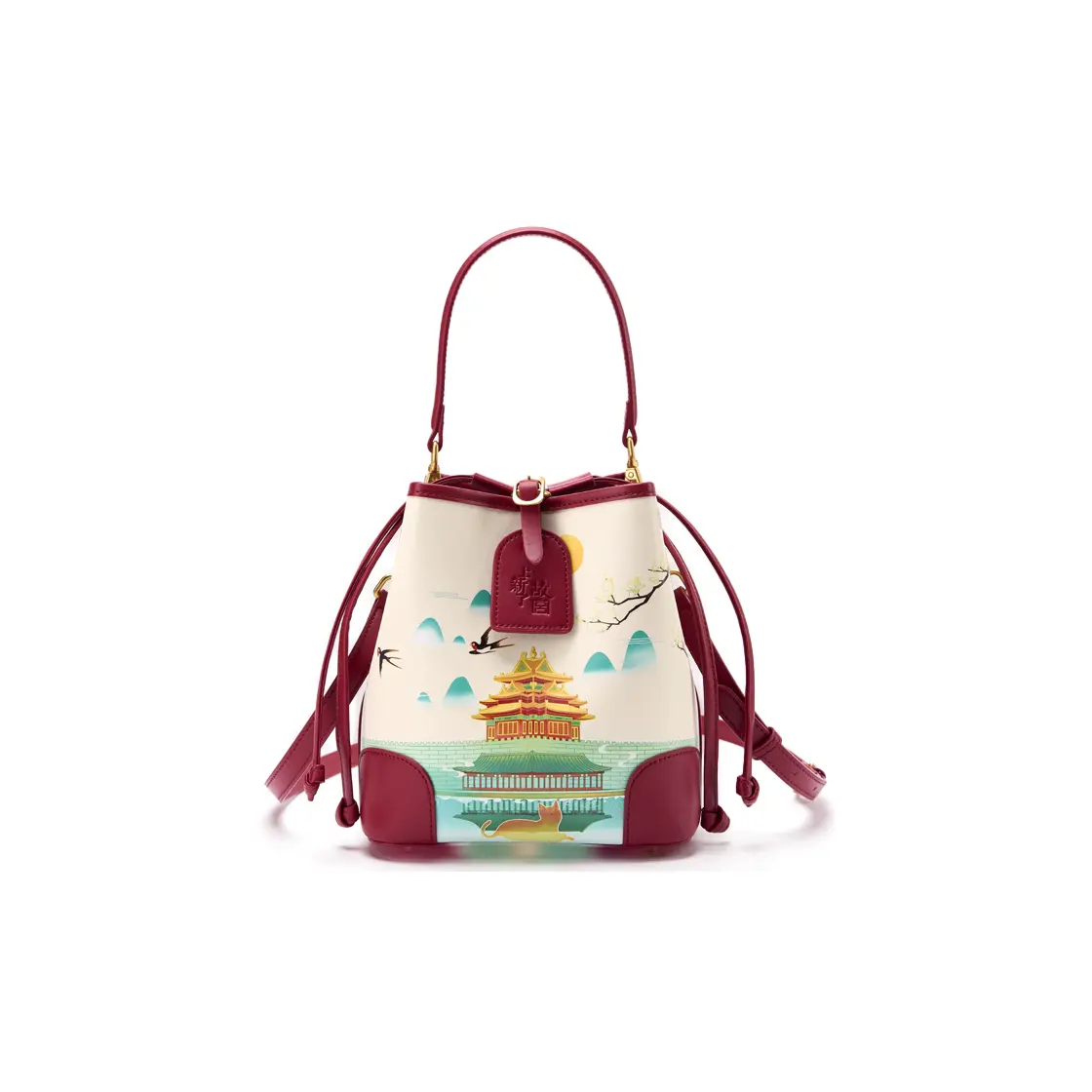 

LOLLiPOPS Кожаная сумка ведро Сумка через плечо Сумка кроссбоди Женская сумка, Vermilion Red