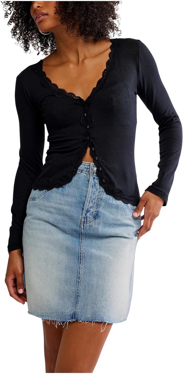 

Свитер Free People Women's Big Love Rib Cardi, Black