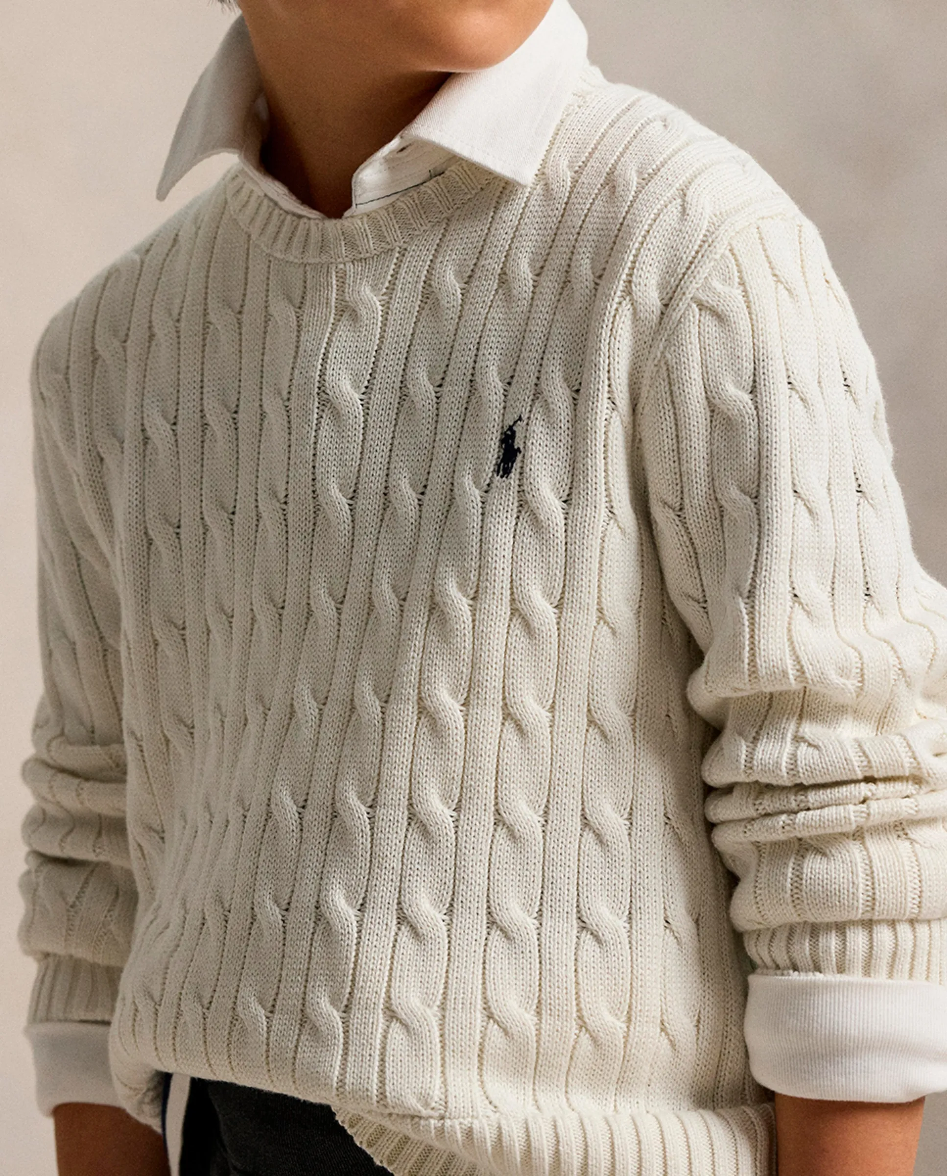 Унисекс джемпер из хлопка с узором "восьмерка" Polo Ralph Lauren, пастельно-розовый — фото 2