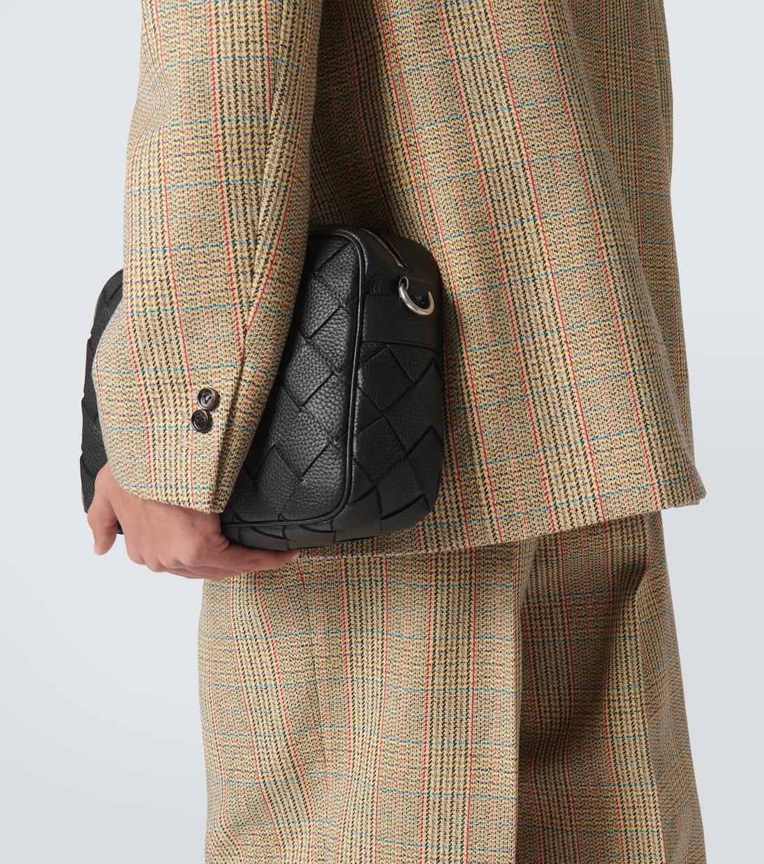 Кожаная фотосумка Intrecciato Bottega Veneta, Black-Silver — фото 3