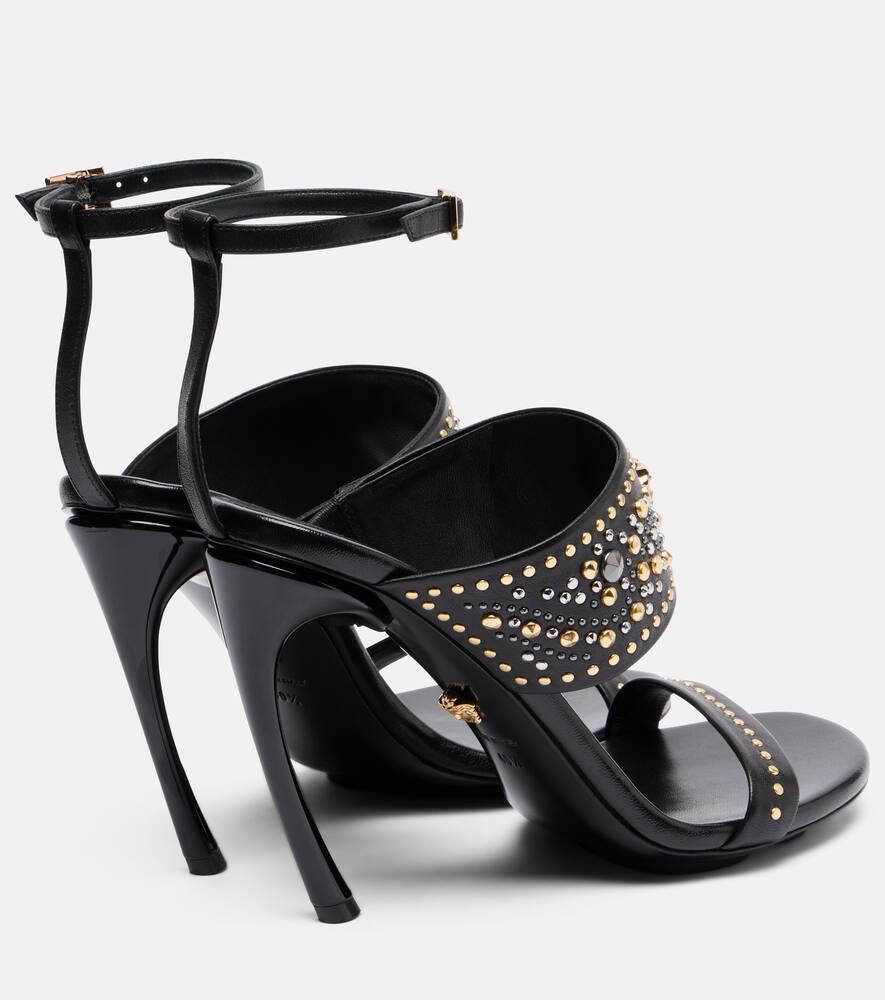 Сандалии La Medusa 105 с шипами из кожи, Black-Gold-Palladium Versace, Black-Versace Gold-Palladium — фото 2