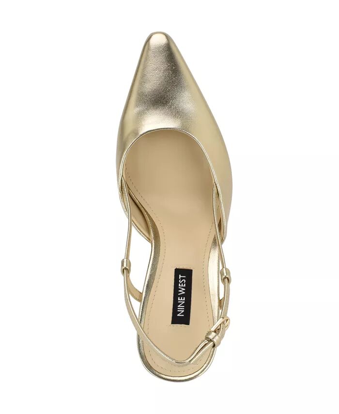 Женские туфли-лодочки Vassa на коническом каблуке Nine West, золотой — фото 4