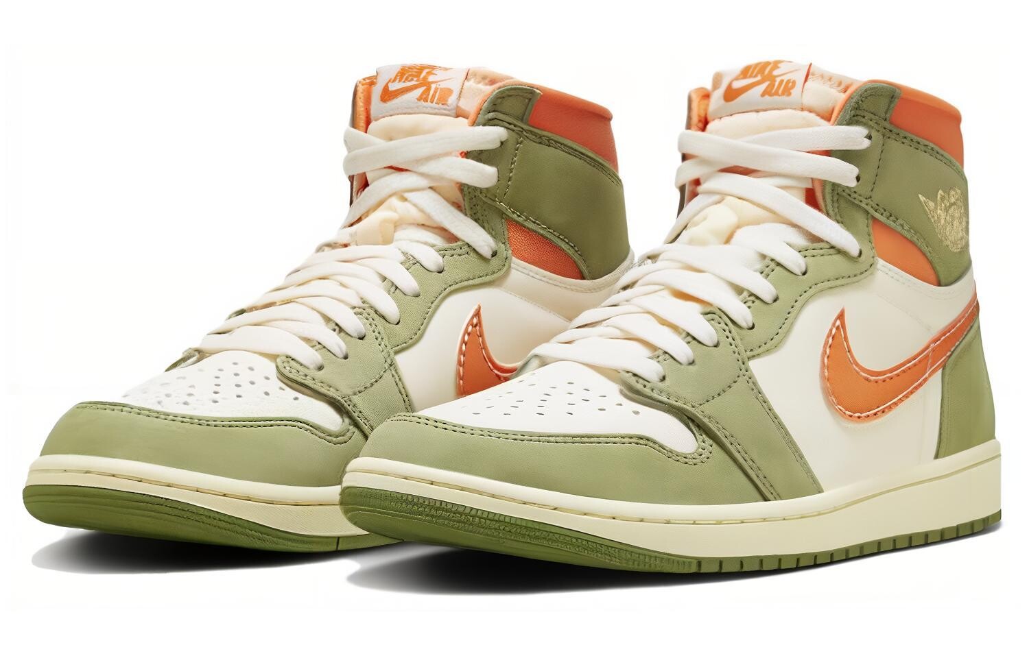 Кроссовки Jordan Air Jordan 1 Vintage Basketball, зеленый/оранжевый/белый — фото 3