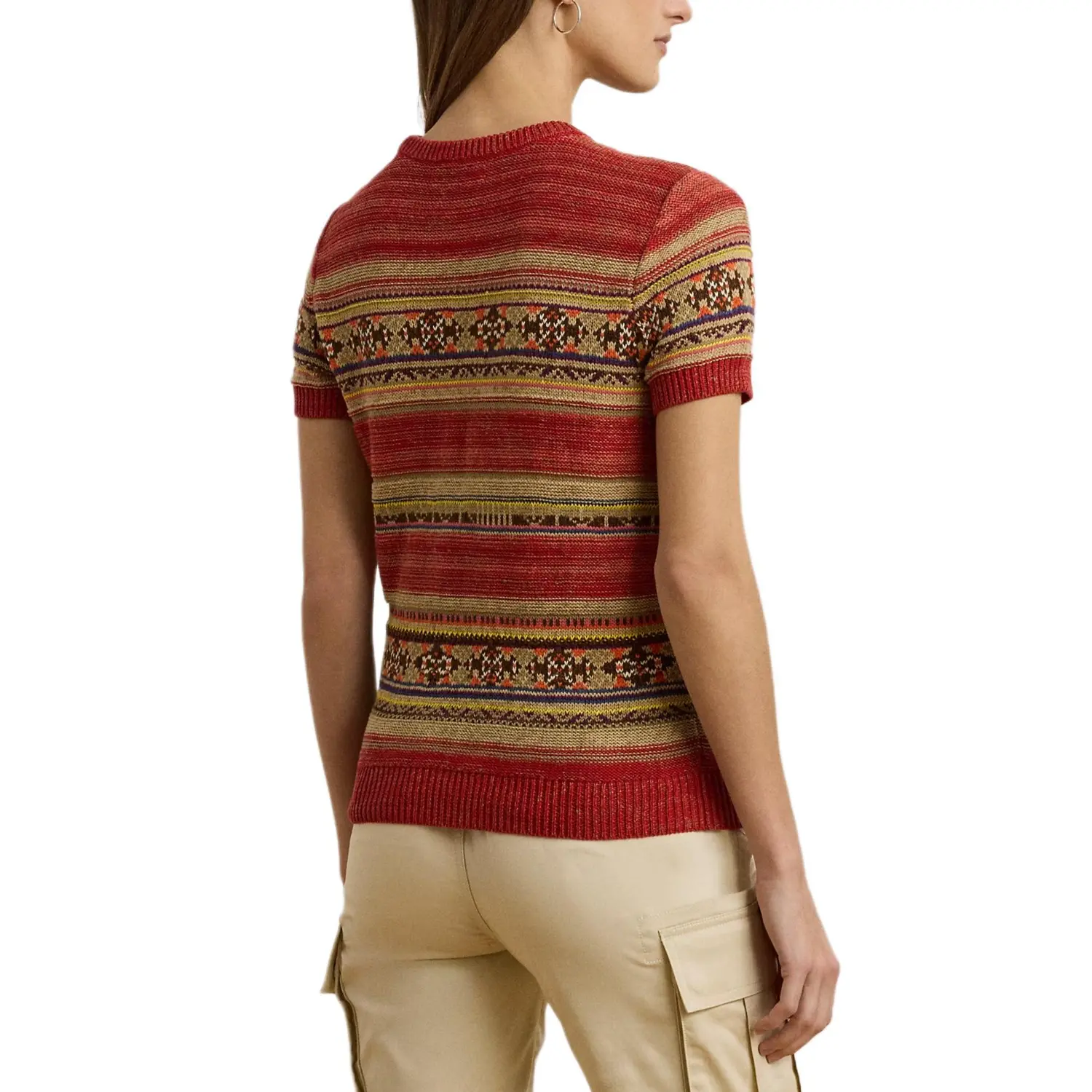 Lauren Ralph Lauren Geo stripe Short sleeve Sweater Polo Ralph Lauren, красный — фото 4