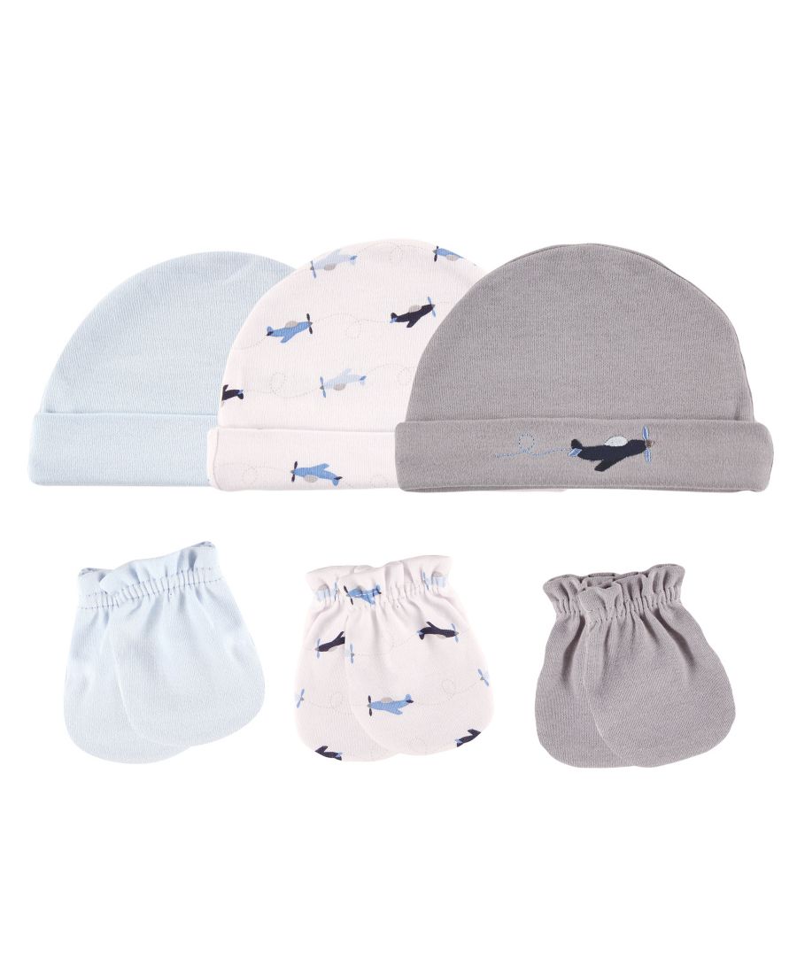 

Набор из 6 предметов: варежки и шапка, защищающие от царапин Luvable Friends, Airplane