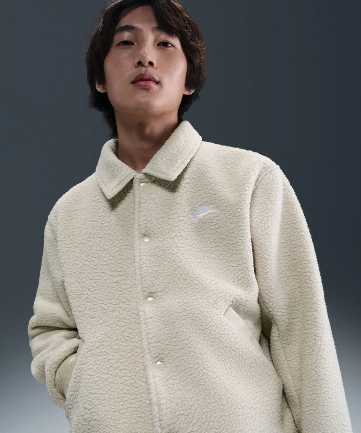 Куртка Nike Club Sherpa Coaches Jacket мужская, чёрная — фото 3