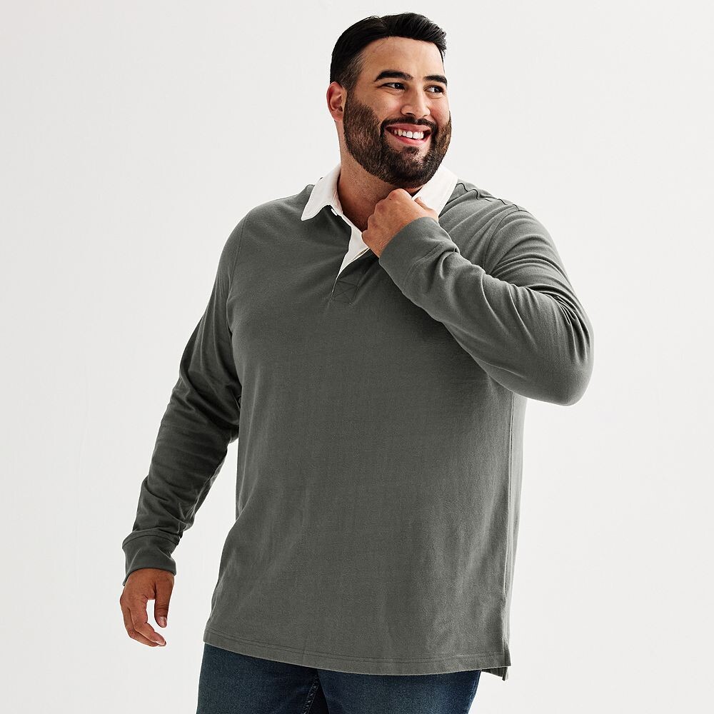 

Поло для регби с длинными рукавами Big & Tall Sonoma Goods For Life, серый