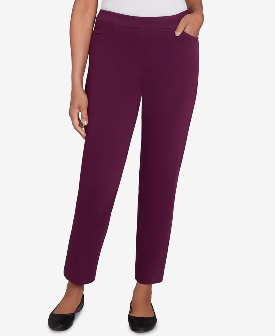 

Брюки средней длины из саржи, облегающие, модель Urban Legend, для невысоких девушек Alfred Dunner, Plum