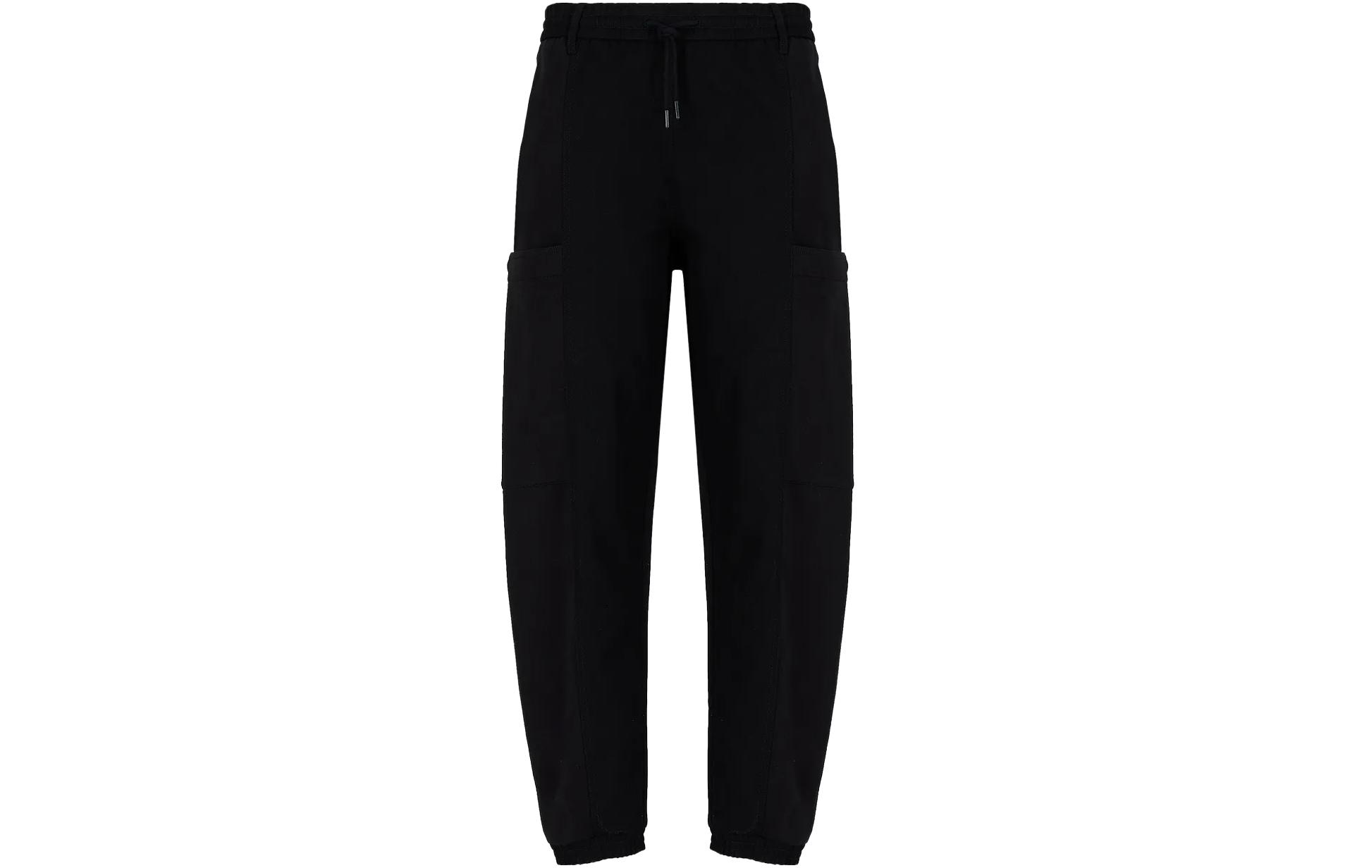 Эластичные хлопковые спортивные брюки Tonal Design EMPORIO ARMANI, черный — фото 3