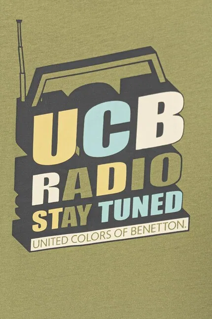 Футболка детская с принтом T-shirt United Colors of Benetton, зеленый — фото 3